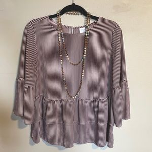 Striped maroon flowy blouse
